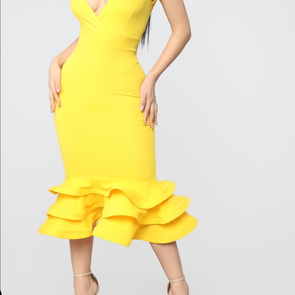 Fashion Nova Dresses & Skirts - Yellow ruffle dress
